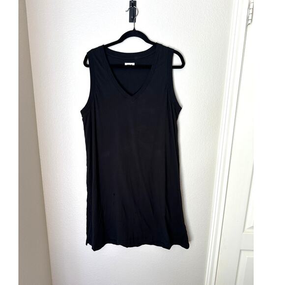 Pact 100% organic cotton vneck tshirt black tank dress, XL, sustainable, earthy - Picture 1 of 7